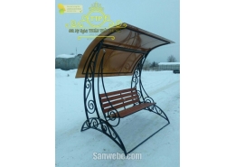Xích đu sắt uốn hoa văn mỹ thuật đẹp có mái che